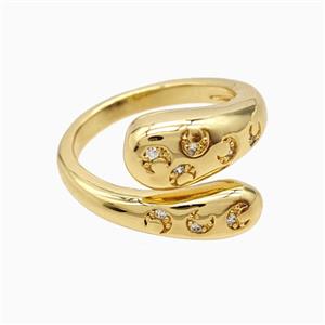 Copper Ring Pave Zirconia 18K Gold Plated, approx 5-7mm, 18mm dia [FN56036]