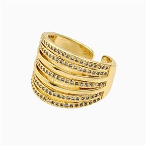Copper Ring Pave Zirconia 18K Gold Plated, approx 15mm, 18mm dia [FN56037]