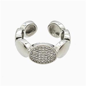 Copper Ring Pave Zirconia Platinum Plated, approx 10mm, 18mm dia [FN56041]