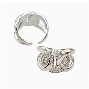 Copper Ring Pave Zirconia Platinum Plated, approx 14mm, 18mm dia [FN56045]