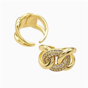 Copper Ring Pave Zirconia 18K Gold Plated, approx 14mm, 18mm dia [FN56046]