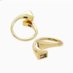 Copper Ring Pave Zirconia 18K Gold Plated, approx 5-8mm, 18mm dia [FN56047]