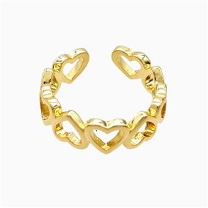 Copper Heart Rings 18K Gold Plated, approx 7mm, 18mm dia [FN56051]