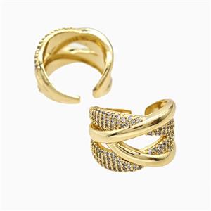 Copper Rings Pave Zirconia 18K Gold Plated, approx 17mm, 18mm dia [FN56057]