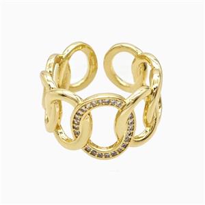 Copper Rings Pave Zirconia 18K Gold Plated, approx 13mm, 18mm dia [FN56058]