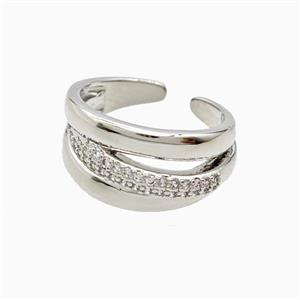 Copper Rings Pave Zirconia Platinum Plated, approx 12mm, 18mm dia [FN56061]