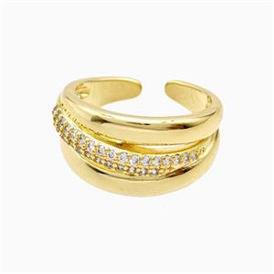 Copper Rings Pave Zirconia 18K Gold Plated, approx 12mm, 18mm dia [FN56062]