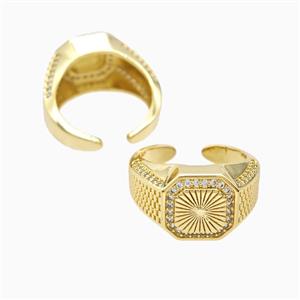 Copper Sun Rings Pave Zirconia 18K Gold Plated, approx 13mm, 18mm dia [FN56064]