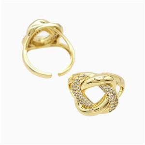 Copper Rings Pave Zirconia 18K Gold Plated, approx 15mm, 18mm dia [FN56066]