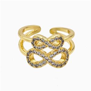 Copper Infinity Rings Pave Zirconia 18K Gold Plated, approx 13mm, 18mm dia [FN56067]