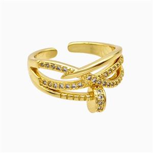 Copper Rings Pave Zirconia 18K Gold Plated, approx 8mm, 18mm dia [FN56070]