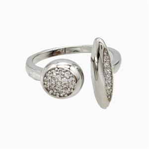 Copper Rings Pave Zirconia Platinum Plated, approx 8.5-16mm, 18mm dia [FN56071]