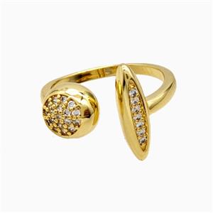 Copper Rings Pave Zirconia 18K Gold Plated, approx 8.5-16mm, 18mm dia [FN56072]