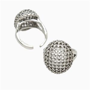 Copper Rings Pave Zirconia Hollow Platinum Plated, approx 18-21mm, 18mm dia [FN56077]