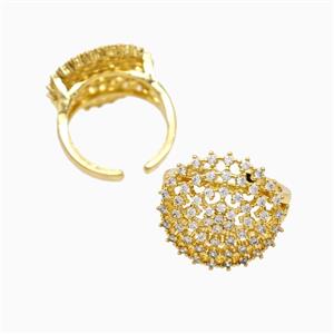 Copper Rings Pave Zirconia Hollow 18K Gold Plated, approx 20mm, 18mm dia [FN56080]