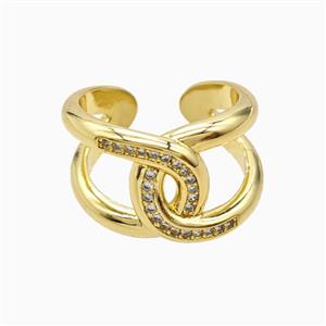 Copper Rings Pave Zirconia 18K Gold Plated, approx 14mm, 18mm dia [FN56086]