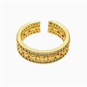 Copper Rings Pave Zirconia 18K Gold Plated, approx 6mm, 18mm dia [FN56096]
