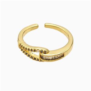 Copper Rings Pave Zirconia 18K Gold Plated, approx 6mm, 18mm dia [FN56099]