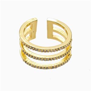 Copper Rings Pave Zirconia 18K Gold Plated, approx 11mm, 18mm dia [FN56108]