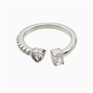 Copper Heart Rings Pave Zirconia Platinum Plated, approx 5mm, 18mm dia [FN56113]