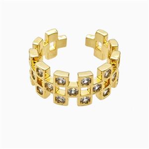 Copper Rings Pave Zirconia 18K Gold Plated, approx 9mm, 18mm dia [FN56117]