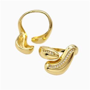 Copper Rings Pave Zirconia 18K Gold Plated, approx 19mm, 18mm dia [FN56118]