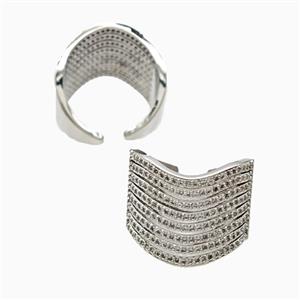 Copper Rings Pave Zirconia Platinum Plated, approx 17mm, 18mm dia [FN56123]