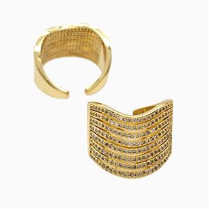 Copper Rings Pave Zirconia 18K Gold Plated, approx 17mm, 18mm dia [FN56124]