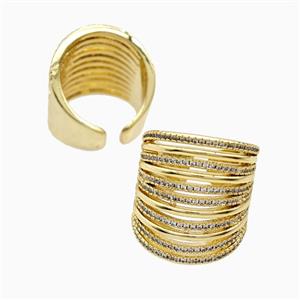 Copper Rings Pave Zirconia 18K Gold Plated, approx 25mm, 18mm dia [FN56125]