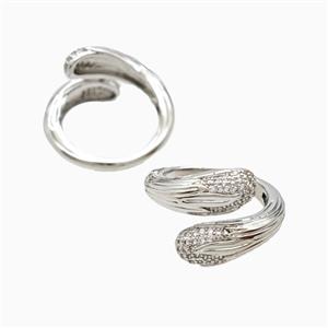 Copper Rings Pave Zirconia Platinum Plated, approx 7mm, 18mm dia [FN56127]