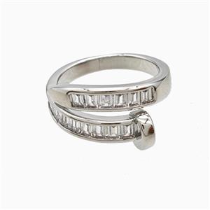 Copper Rings Pave Zirconia Platinum Plated, approx 3-8mm, 18mm dia [FN56129]