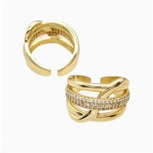 Copper Rings Pave Zirconia 18K Gold Plated, approx 16mm, 18mm dia [FN56131]