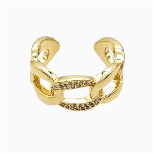 Copper Rings Pave Zirconia 18K Gold Plated, approx 10mm, 18mm dia [FN56132]