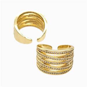 Copper Rings Pave Zirconia 18K Gold Plated, approx 15mm, 18mm dia [FN56137]