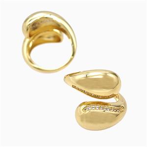 Copper Rings Pave Zirconia 18K Gold Plated, approx 11mm, 18mm dia [FN56138]