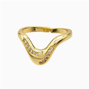 Copper Rings Pave Zirconia 18K Gold Plated, approx 10mm, 18mm dia [FN56142]