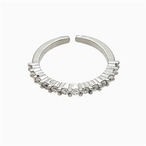 Copper Rings Pave Zirconia Platinum Plated, approx 2mm, 18mm dia [FN56143]