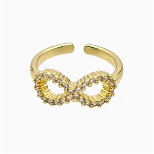 Copper Infinity Rings Pave Zirconia 18K Gold Plated, approx 8mm, 18mm dia [FN56148]