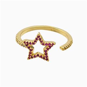 Copper Star Rings Pave Zirconia 18K Gold Plated, approx 12mm, 18mm dia [FN56150]