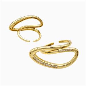 Copper Rings Pave Zirconia 18K Gold Plated, approx 15-30mm, 18mm dia [FN56162]