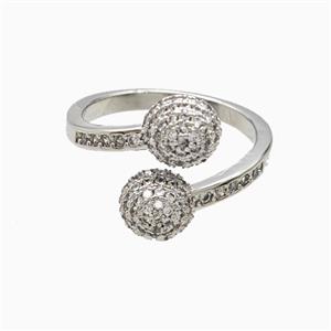 Copper Rings Pave Zirconia Platinum Plated, approx 8mm, 18mm dia [FN56164]