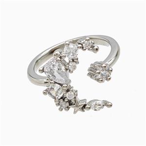 Copper Moon Rings Pave Zirconia Platinum Plated, approx 4mm, 16mm, 18mm dia [FN56174]