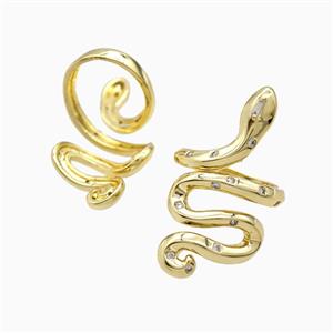Copper Snake Rings Pave Zirconia 18K Gold Plated, approx 18-33mm, 18mm dia [FN56180]