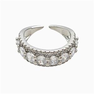 Copper Rings Pave Zirconia Platinum Plated, approx 7.5mm, 18mm dia [FN56188]