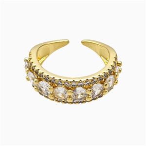 Copper Rings Pave Zirconia 18K Gold Plated, approx 7.5mm, 18mm dia [FN56189]