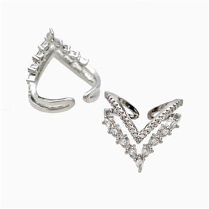 Copper Rings Pave Zirconia Platinum Plated, approx 20mm, 18mm dia [FN56191]