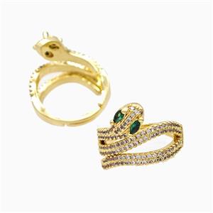 Copper Snake Rings Pave Zirconia 18K Gold Plated, approx 15mm, 18mm dia [FN56196]