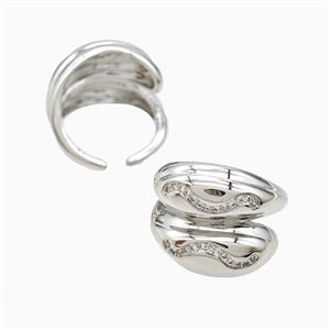 Copper Rings Pave Zirconia Platinum Plated, approx 19mm, 18mm dia [FN56199]