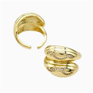 Copper Rings Pave Zirconia 18K Gold Plated, approx 19mm, 18mm dia [FN56200]