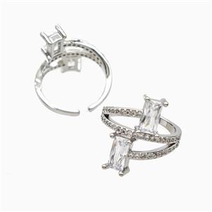 Copper Rings Pave Zirconia Platinum Plated, approx 20mm, 18mm dia [FN56201]